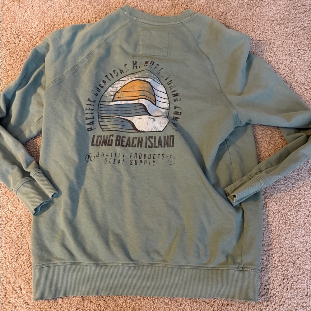 Stylish Green Crew Neck Sweatshirt - Picture 4 of 7